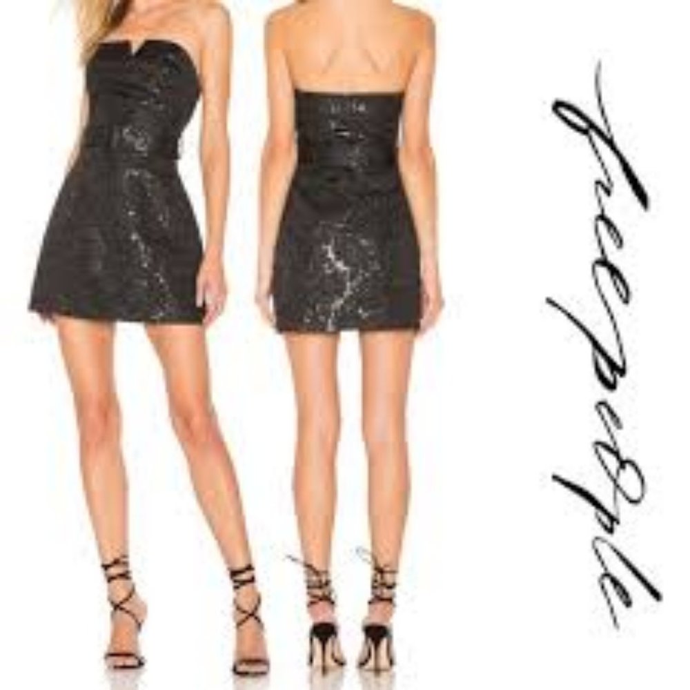 Free People Show Stopper Black Mini Dress